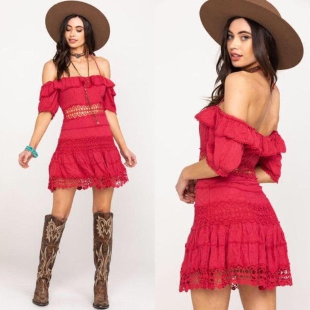 Free People Red Off-Shoulder Mini Dress